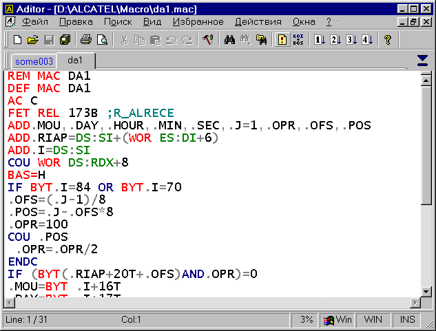 macros in Aditor